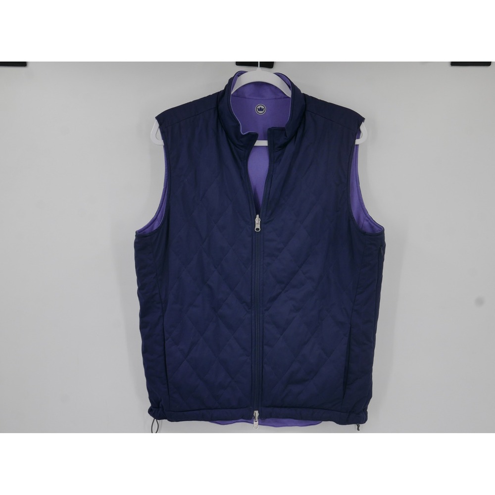 Peter Millar Mens Medium Reversible Quilted Vest Navy Blue Purple MF18EZ33